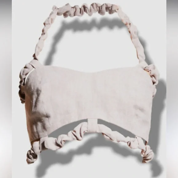 GANNI NWT Ruched Hemp Purple Cropped Halter Tank Light Lilac Size 42 - Picture 2 of 12